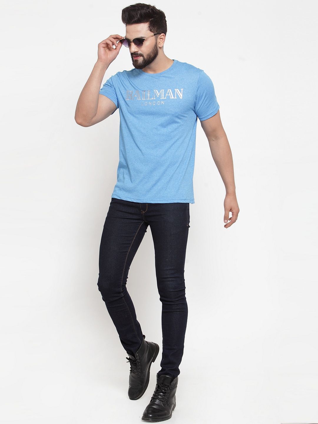 New Blue O Neck Print Cotton T Shirts Men Apparel Summer WA006 main image 0
