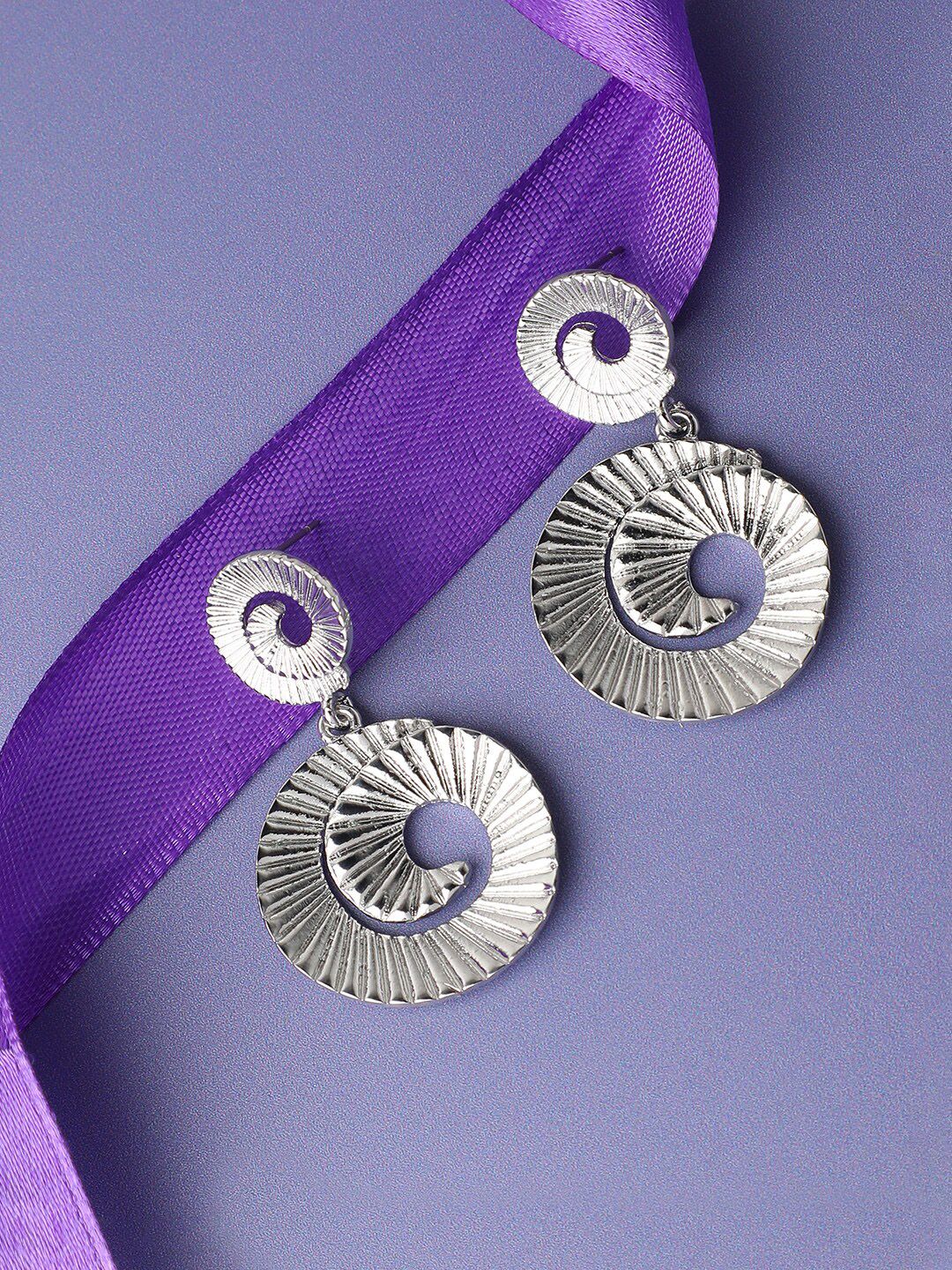 SOHI Silver-Plated Contemporary Drop Earrings-picture-25