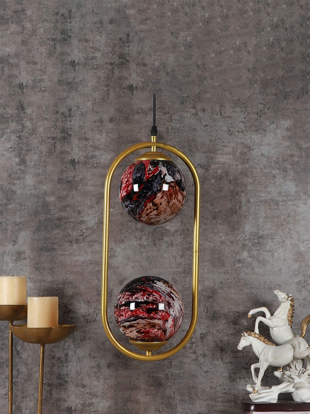MFD HOME FURNISHING Gold-Toned & Red 3D Hanging Pendant Lamp-picture-50