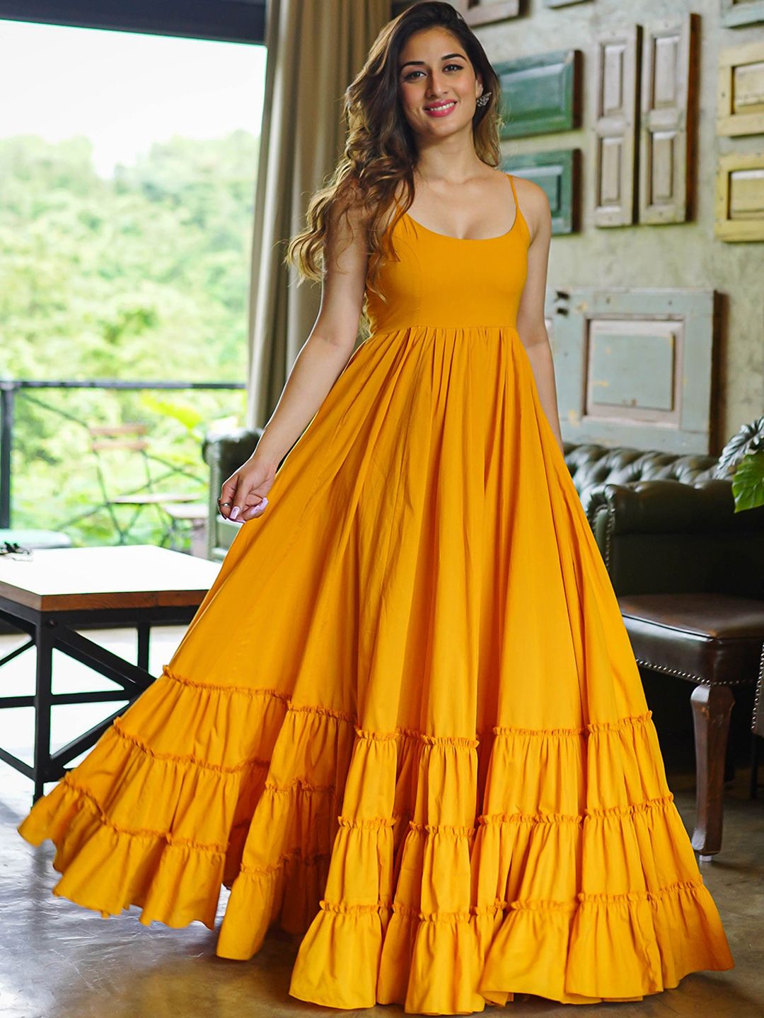 Mustard yellow hot sale ethnic dress