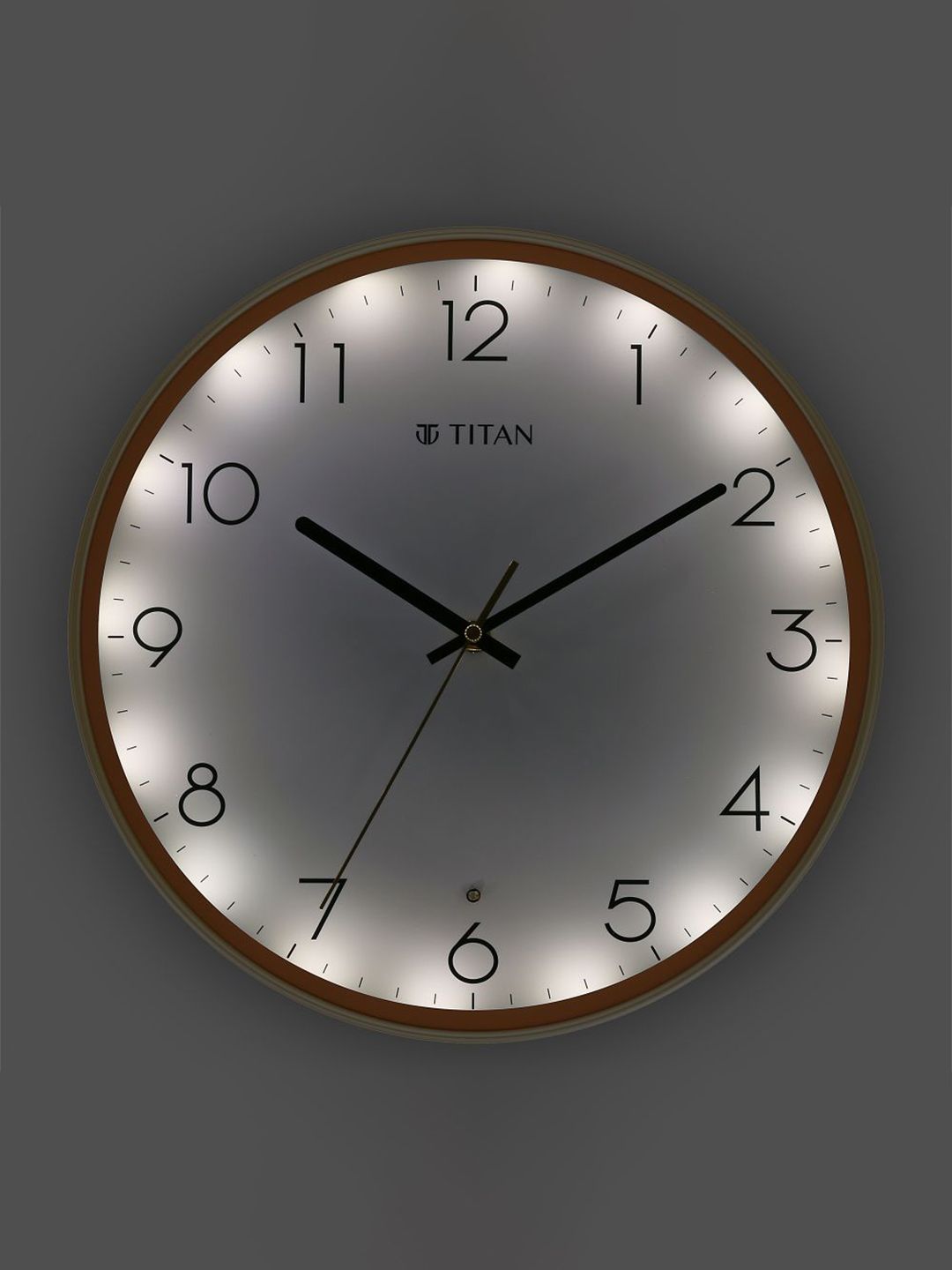 Titan Cream-Coloured & Brown LED Backlit Wall Clock