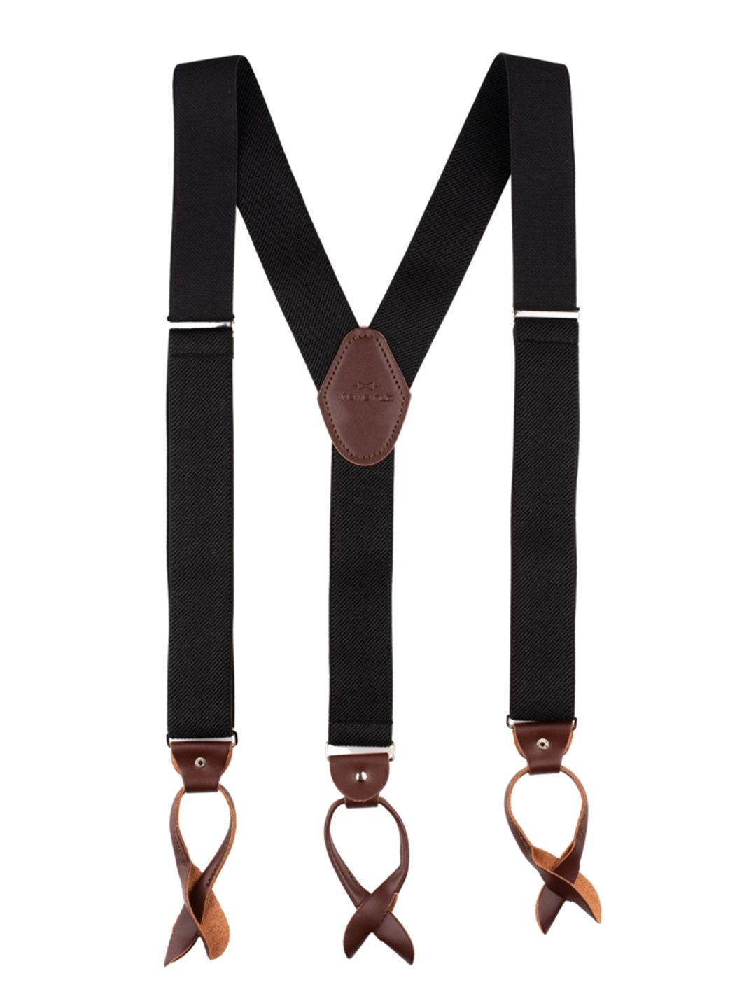 The Tie Hub Men Black & Brown Solid Clip-on Suspenders-picture-41