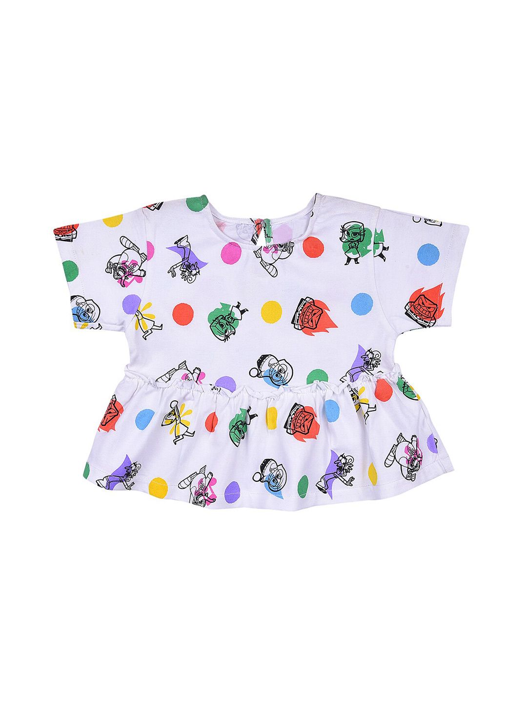 Wish Karo White Print Pure Cotton Peplum Top-picture-35