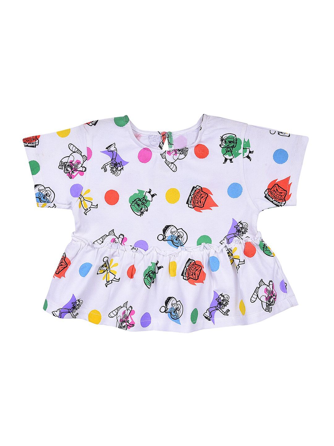 Wish Karo White Print Pure Cotton Peplum Top-picture-55