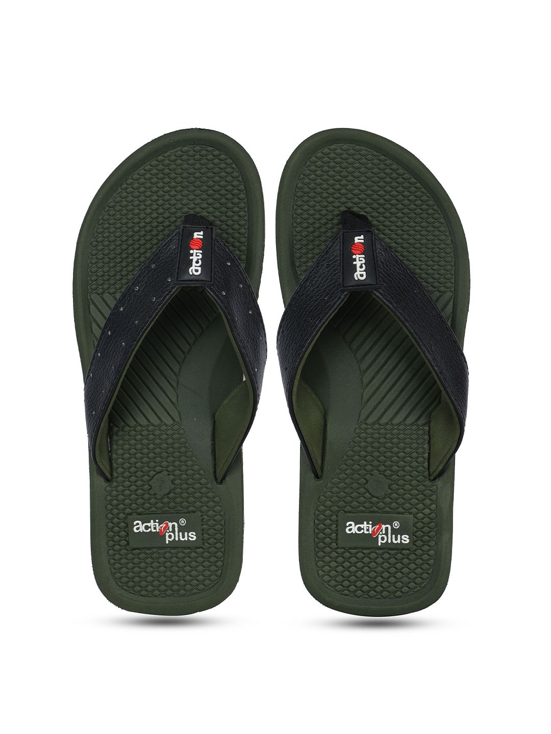 Action Plus Men Olive Green & Black Thong Flip-Flops-picture-10