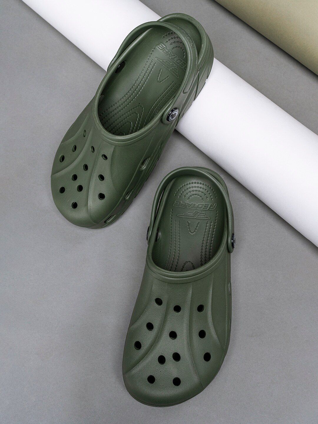 Red Tape Men Olive Green Rubber Clogs