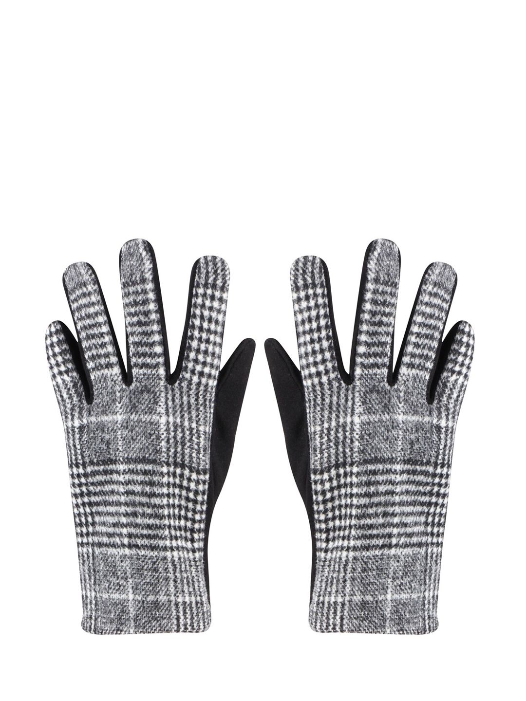 Bonjour Men Grey & Black Checked Winter Gloves-picture-14