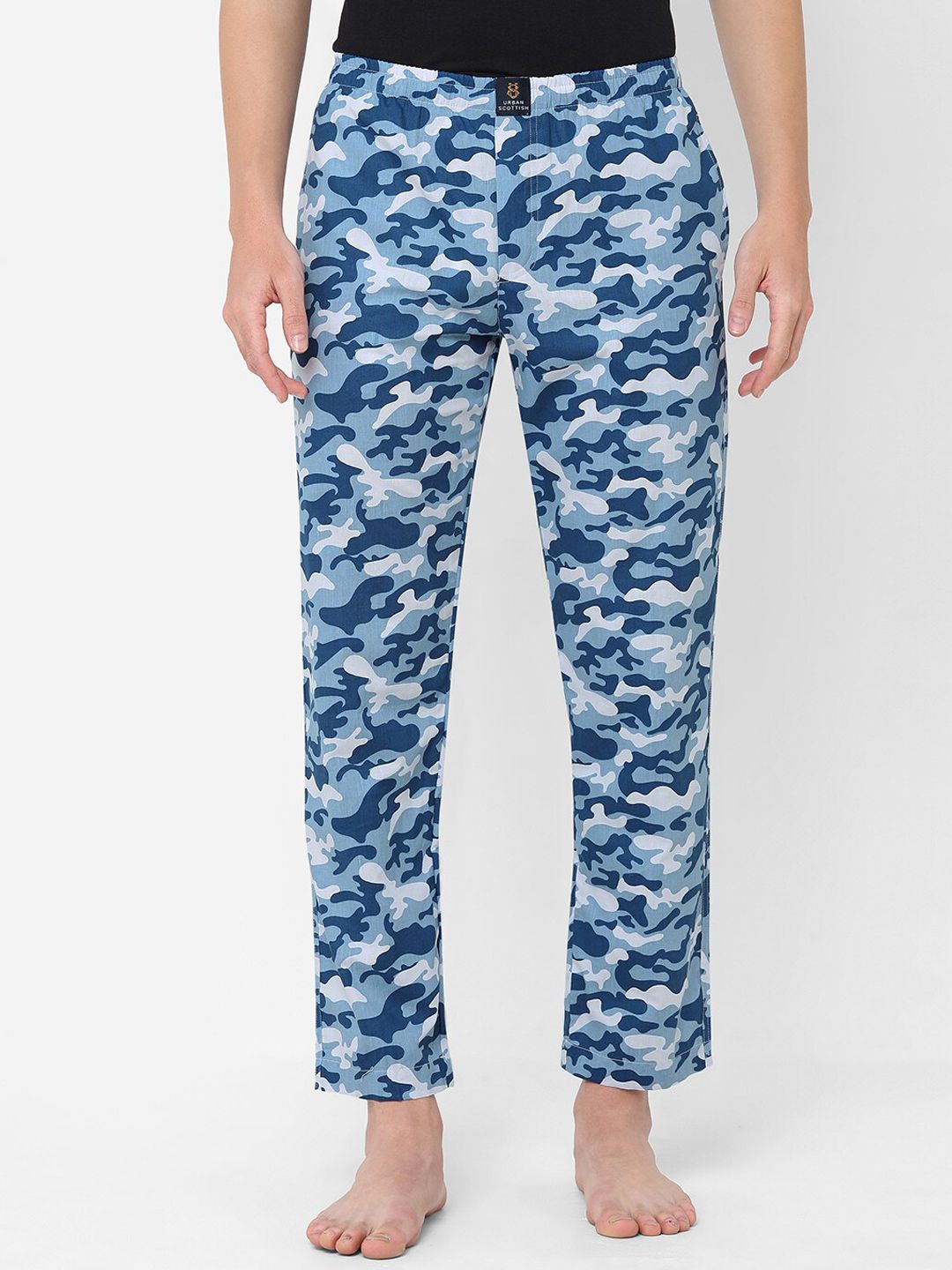 URBAN SCOTTISH Men Camouflage Printed Pure Cotton Lounge Pants-picture-34