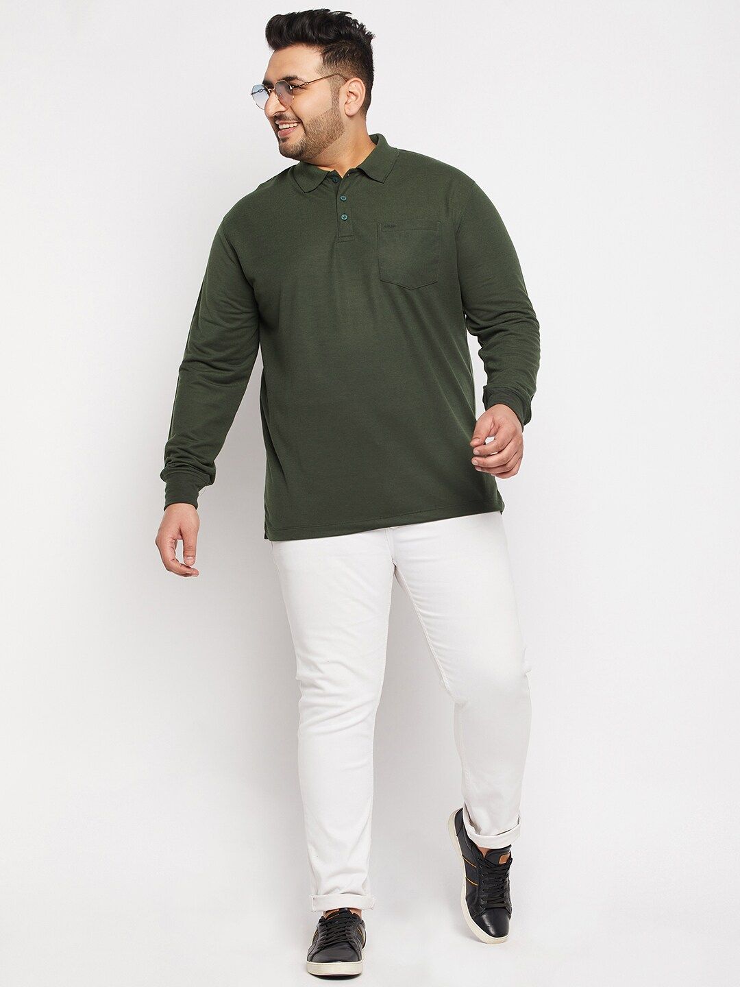 Men's Cream Solid Polo Collar T-Shirt