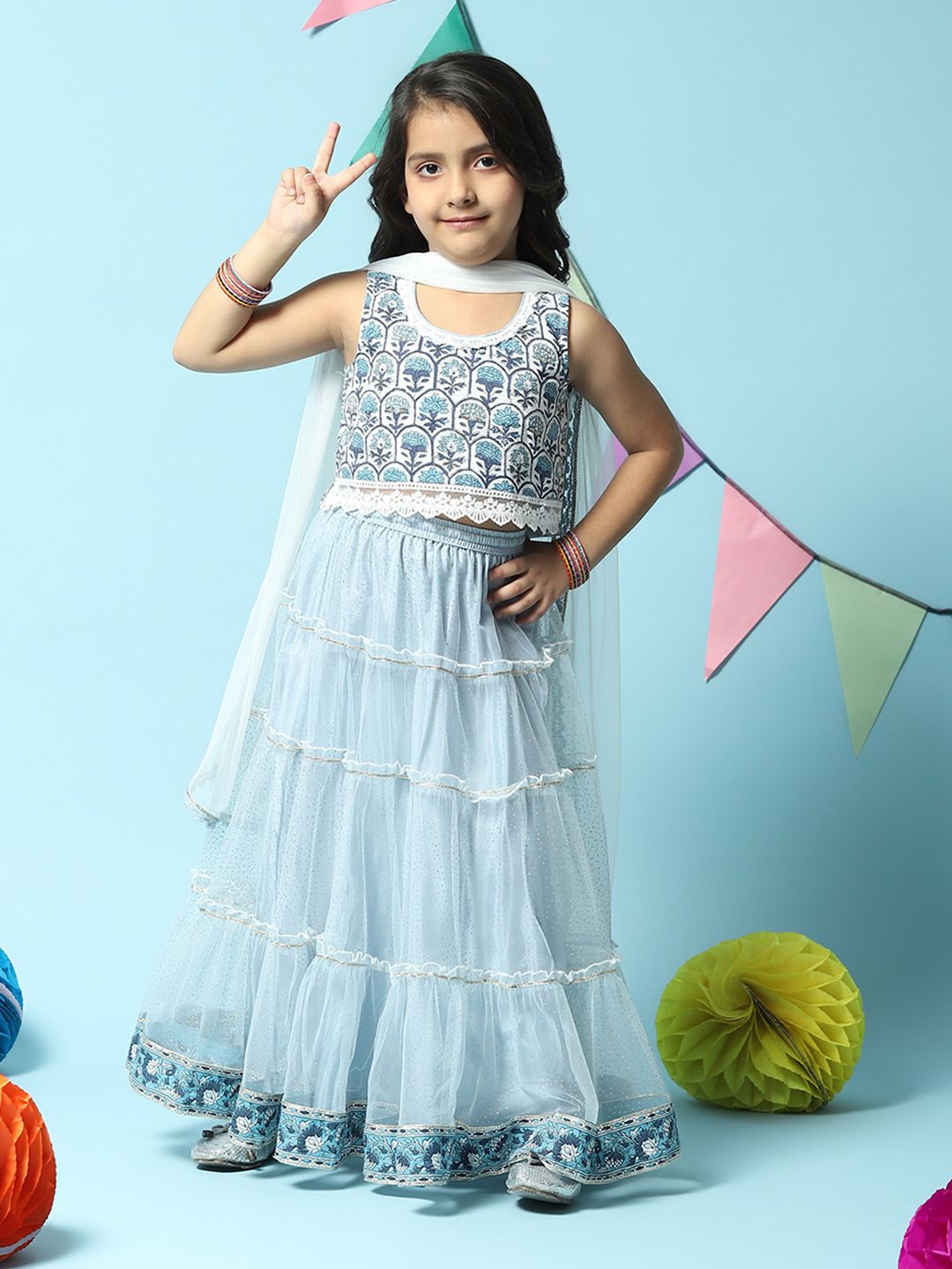 Biba Girls Printed Ready to Wear Lehenga & Blouse With Dupatta-picture-41