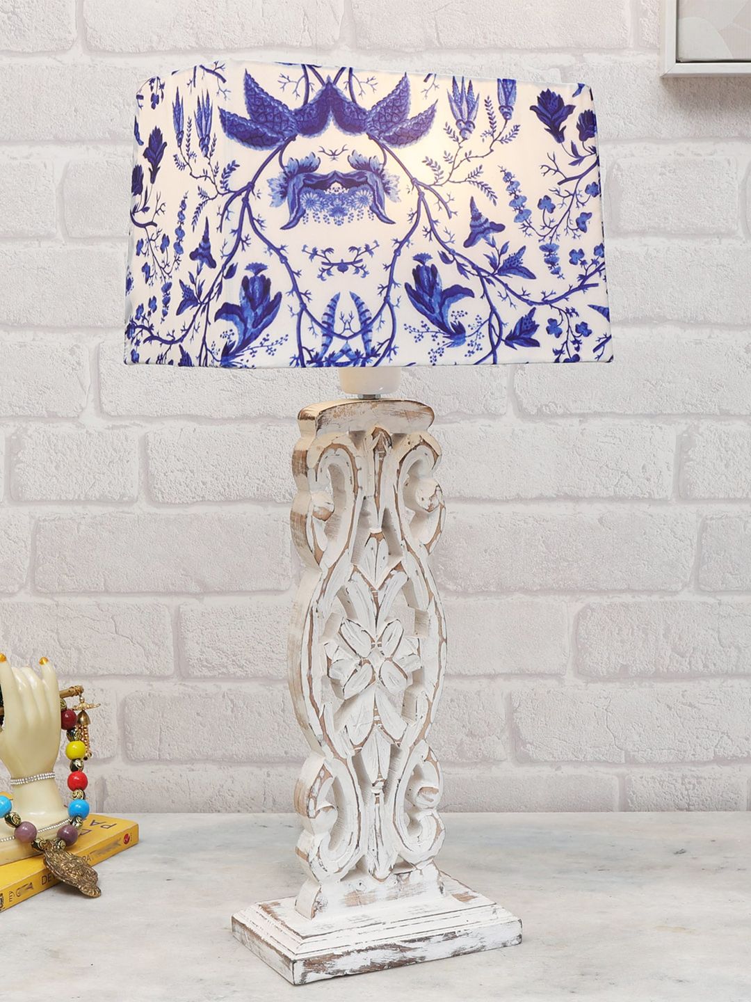Homesake Blue Printed Wooden Table Lamp-picture-38