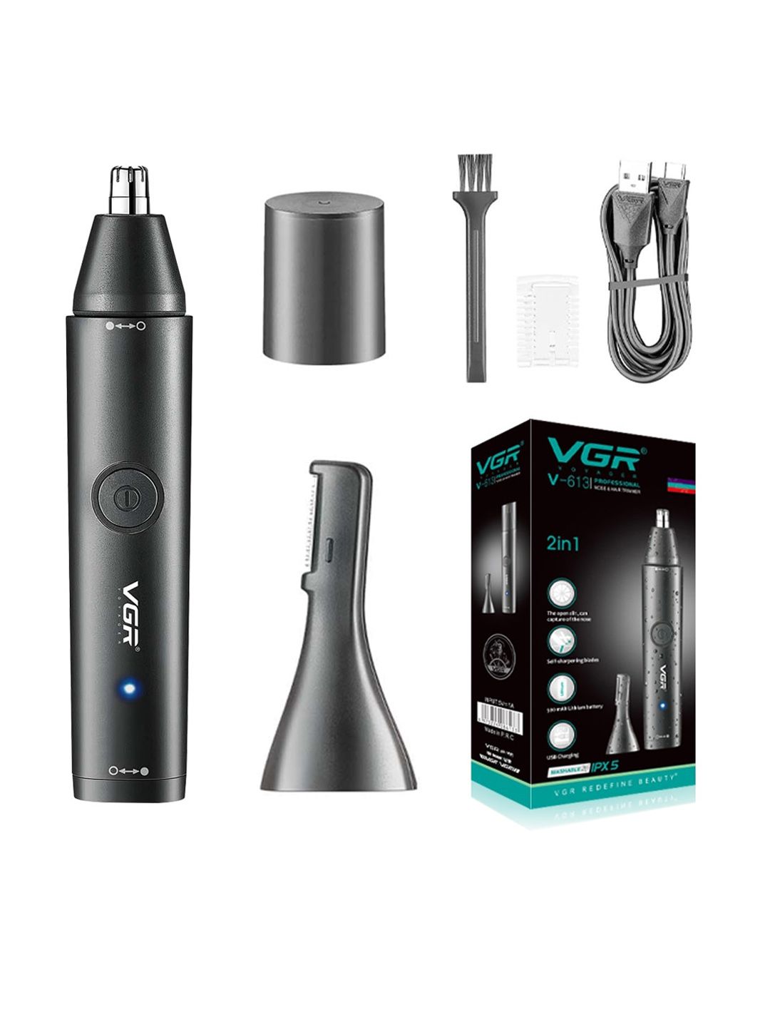 VGR V-613 Professional USB Rechargeable Ear Nose Eyebrow Trimmer - Black-picture-41