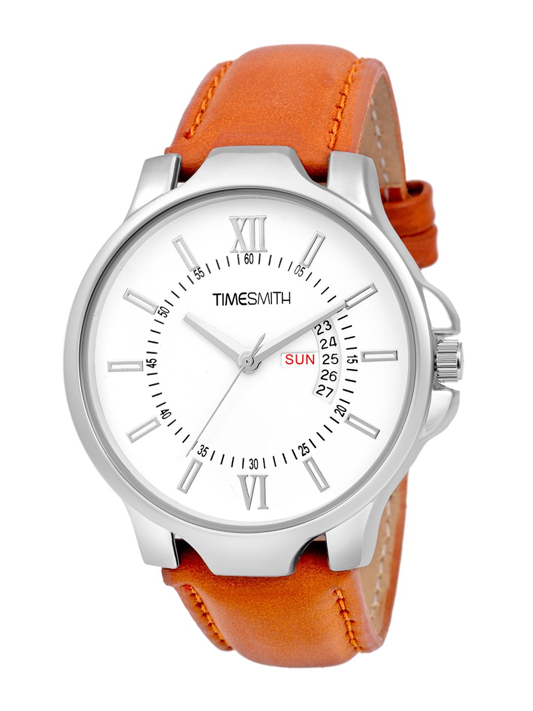 WM Men Brass Dial & Leather Straps Analogue Watch TSC-070