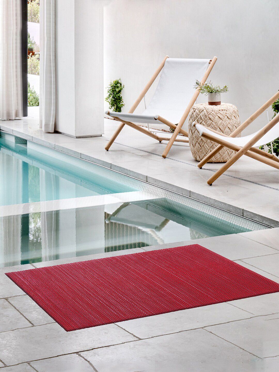 Kuber Industries Red Rubber Reversible Anti-Skid Shower Mat