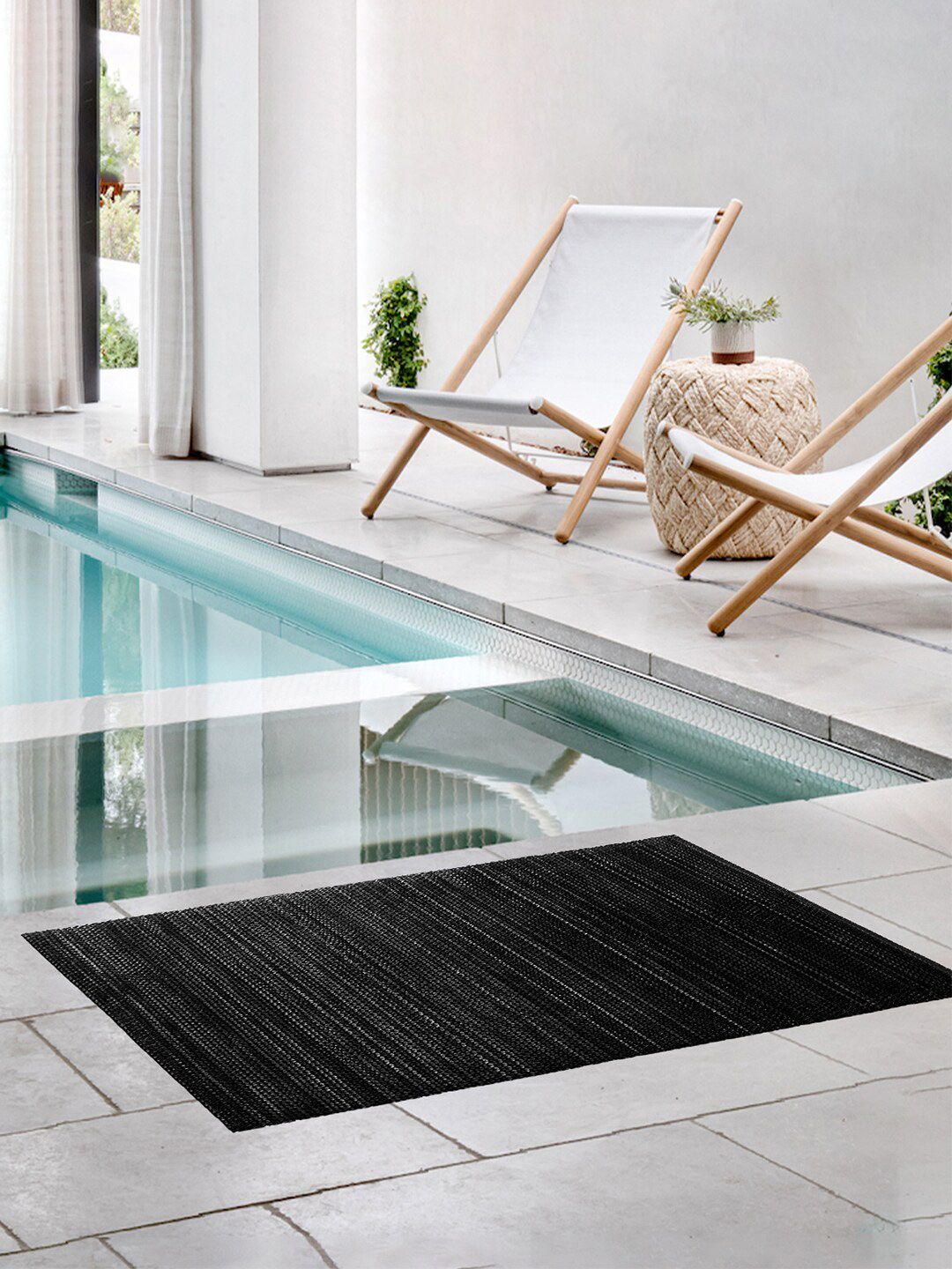 Kuber Industries Black Rubber Reversible Anti-Skid Shower Mat