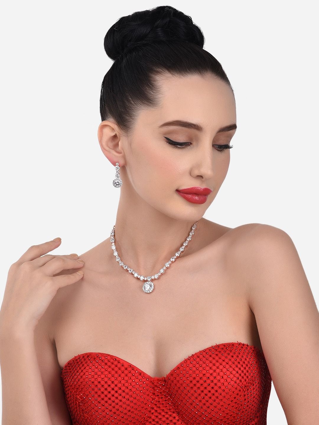 Zaveri Pearls Women Rose Gold-Plated CZ Studded Jewellery Set-picture-42