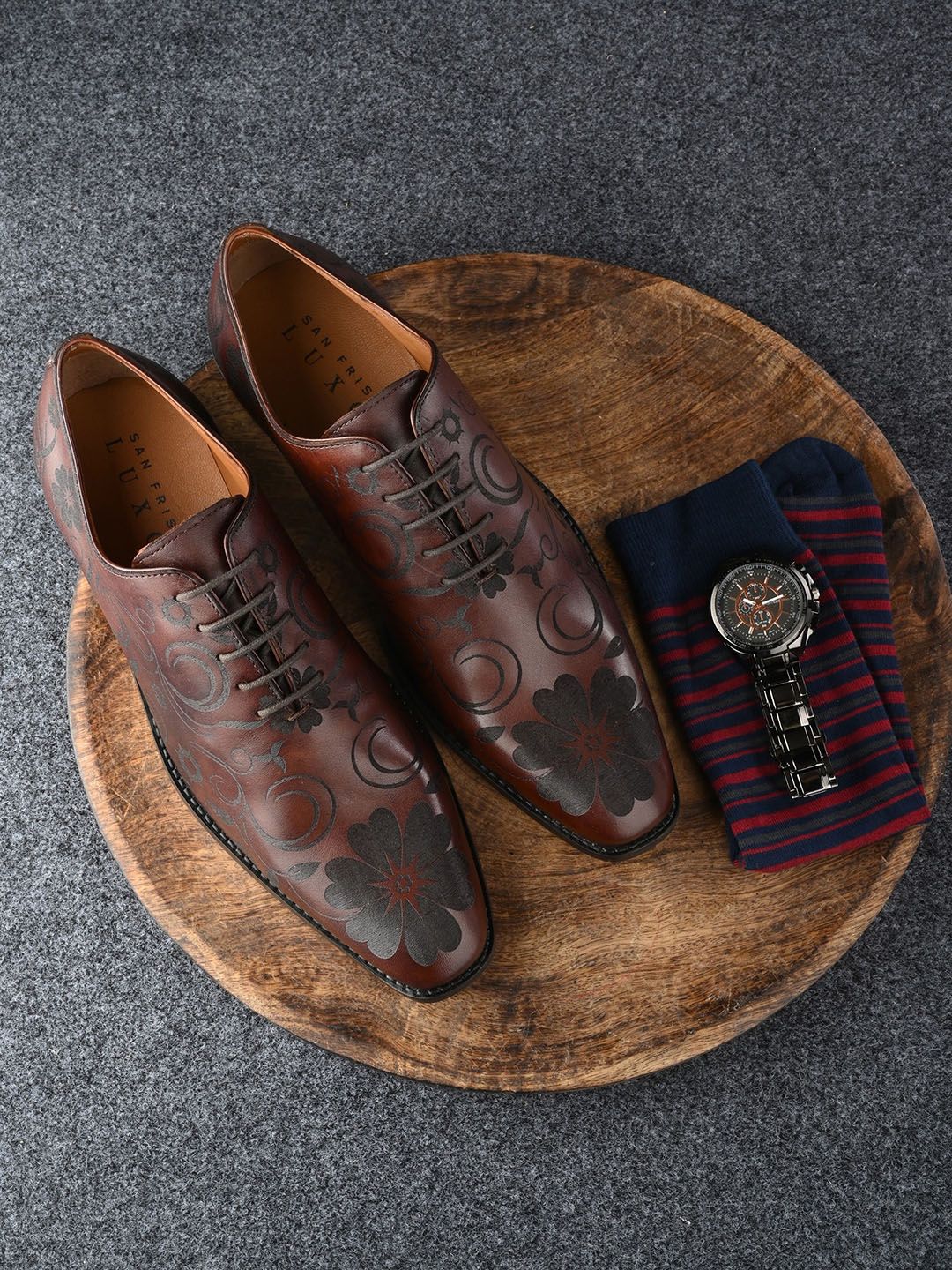 San Frissco Men Printed Leather Oxford Formal Shoes-picture-25