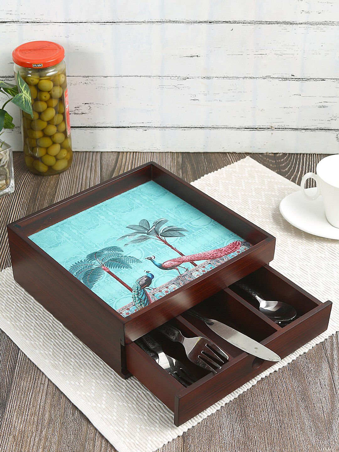 Reinvention Factory Brown & Blue Printed Kitchen Drawer Organisers and Three Partition-picture-21
