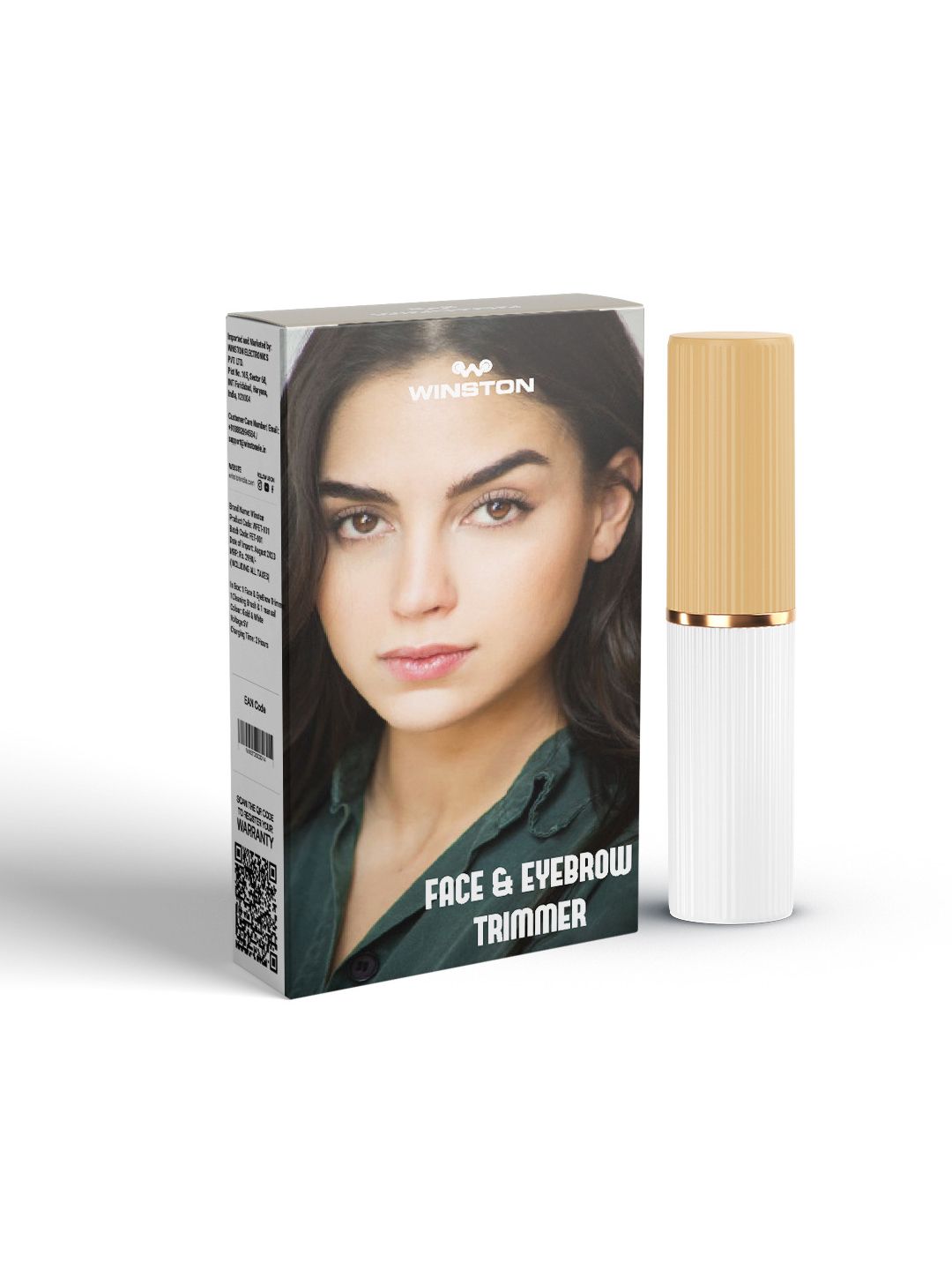 WINSTON Rechargeable 2 In 1 Face & Eyebrow Trimmer for Painless Hair Removal - Green