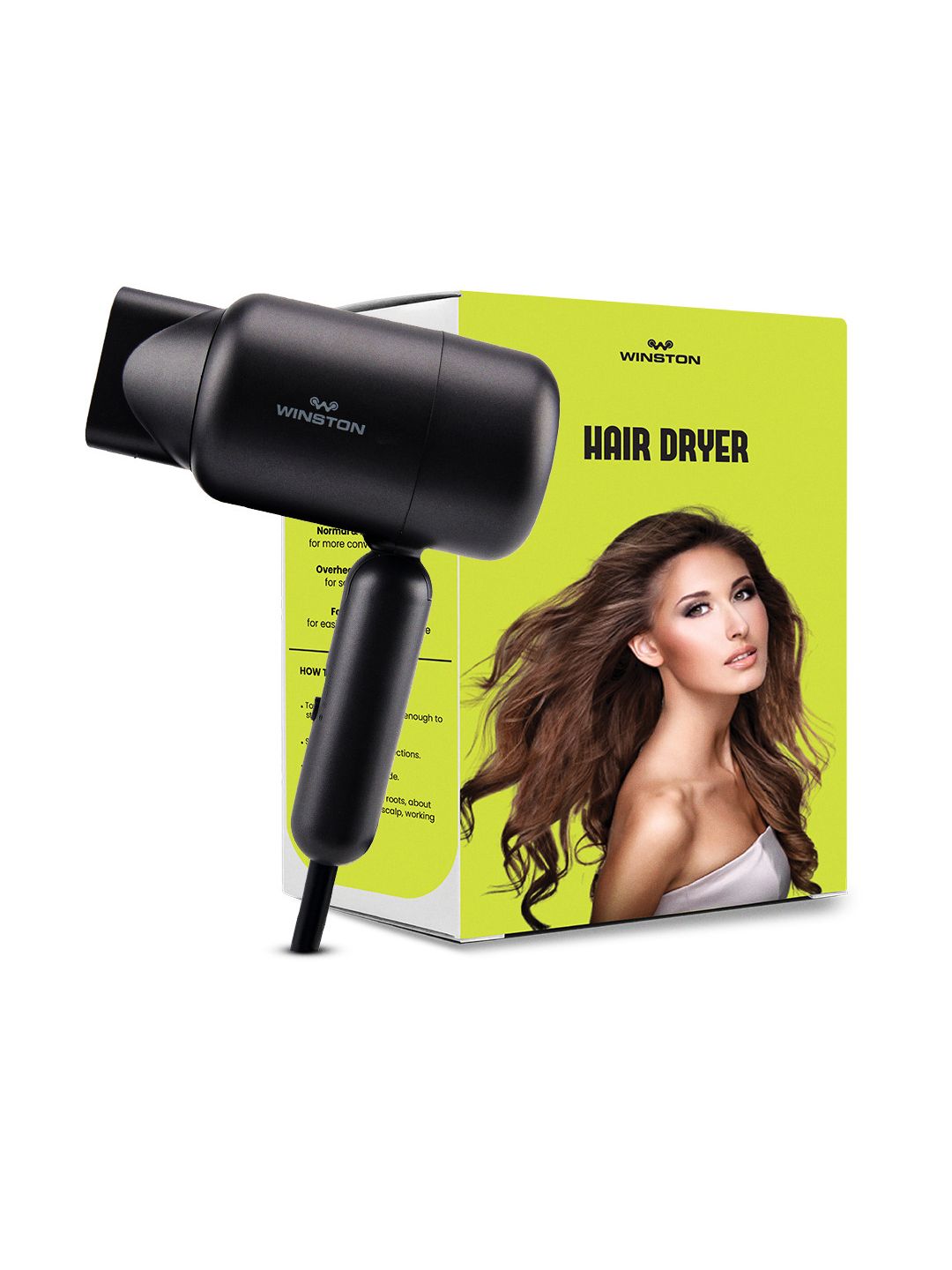 WINSTON Foldable Hair Dryer with Hot & Cool Air Modes & Multiple Speed Setting 1200 W