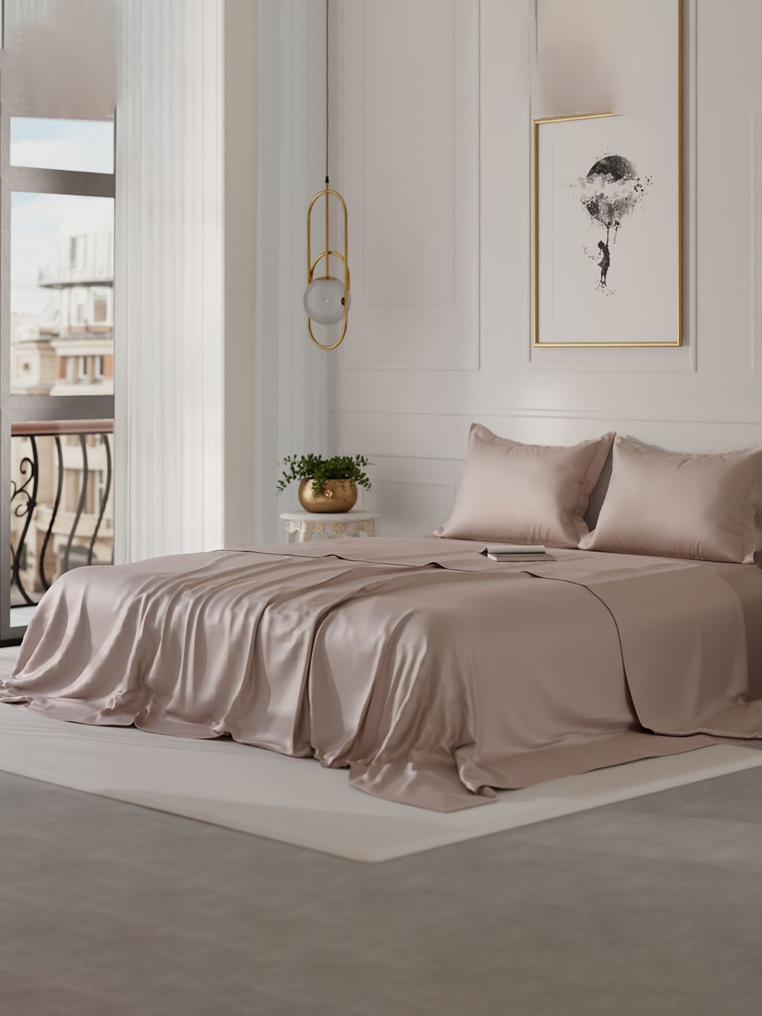 Stoa Paris Date Night Collection Collection 300 TC King Bedsheet with 2 Pillow Covers-image-36