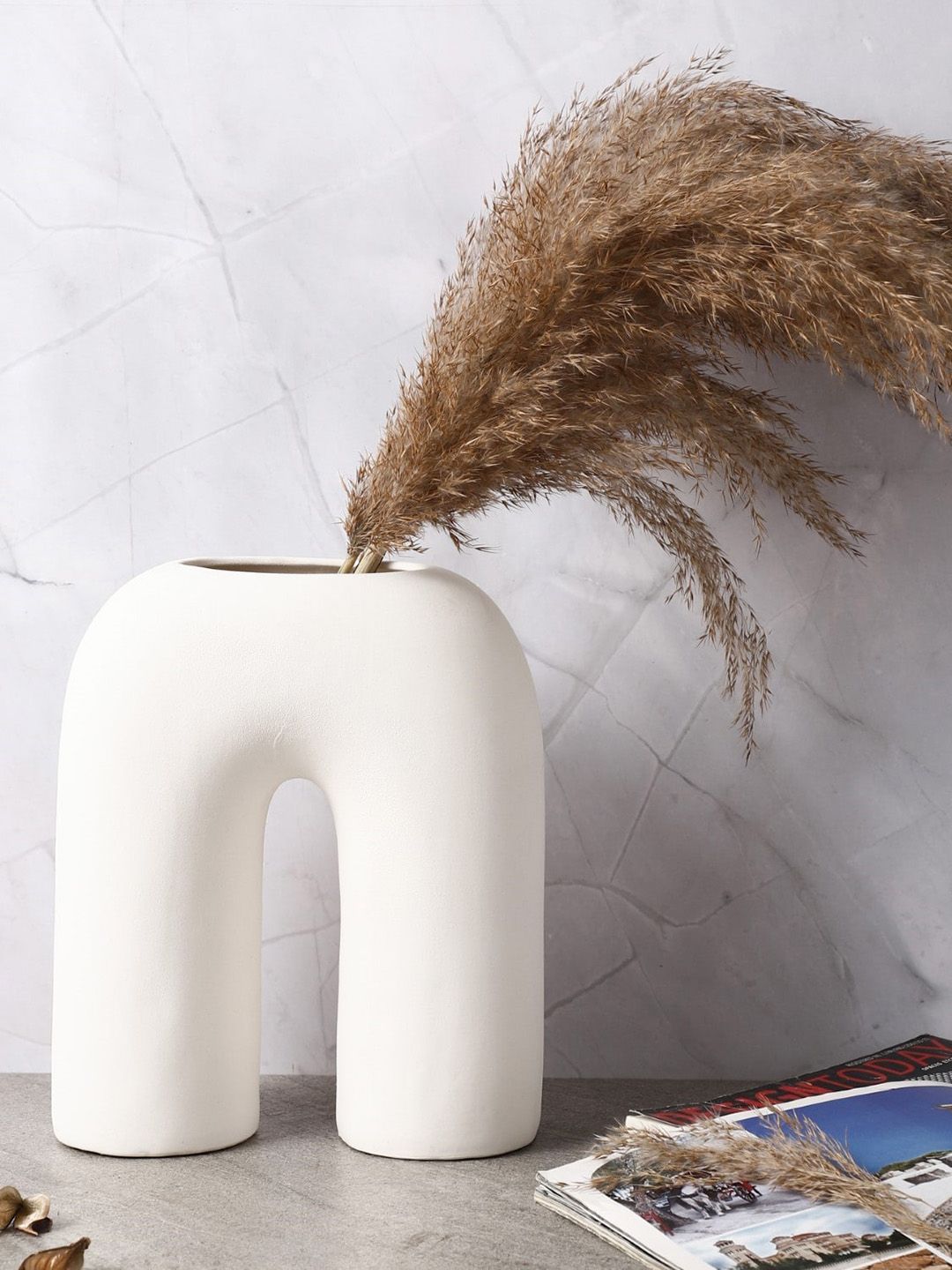 The Decor Mart White Contemporary Ceramic Vase-picture-43