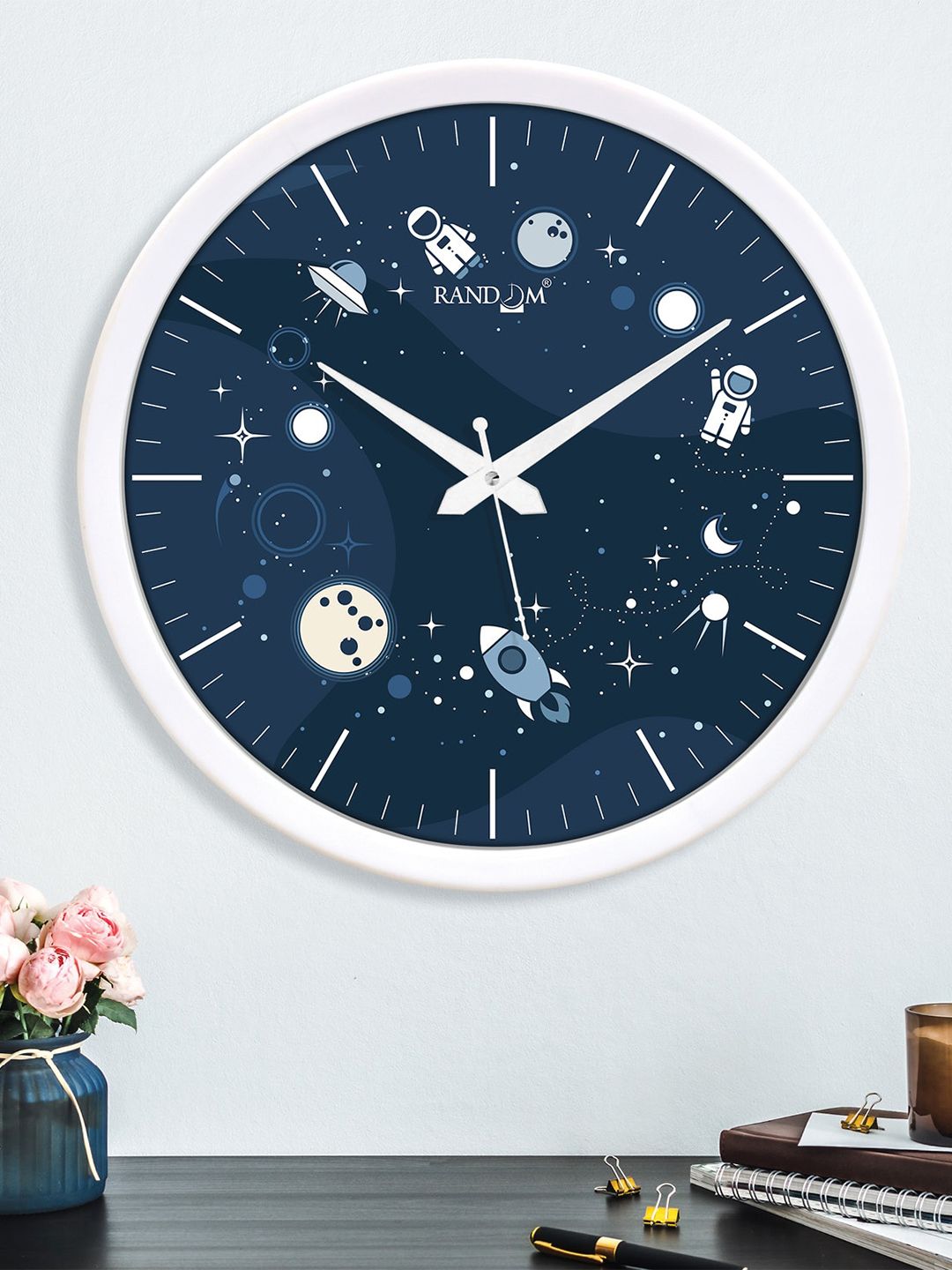 RANDOM Blue & White 3D Space with Astronaut Analogue Wall Clock-picture-17