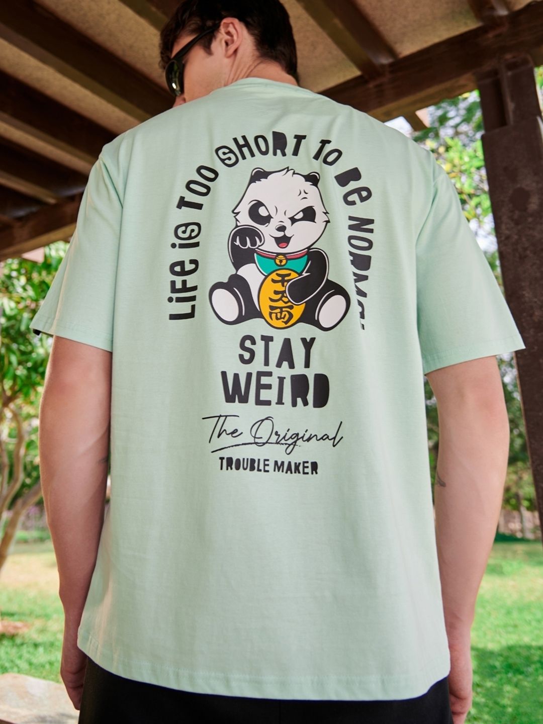 Bewakoof Men Printed Drop-Shoulder Sleeves Pure Cotton Oversized T-shirt-picture-13