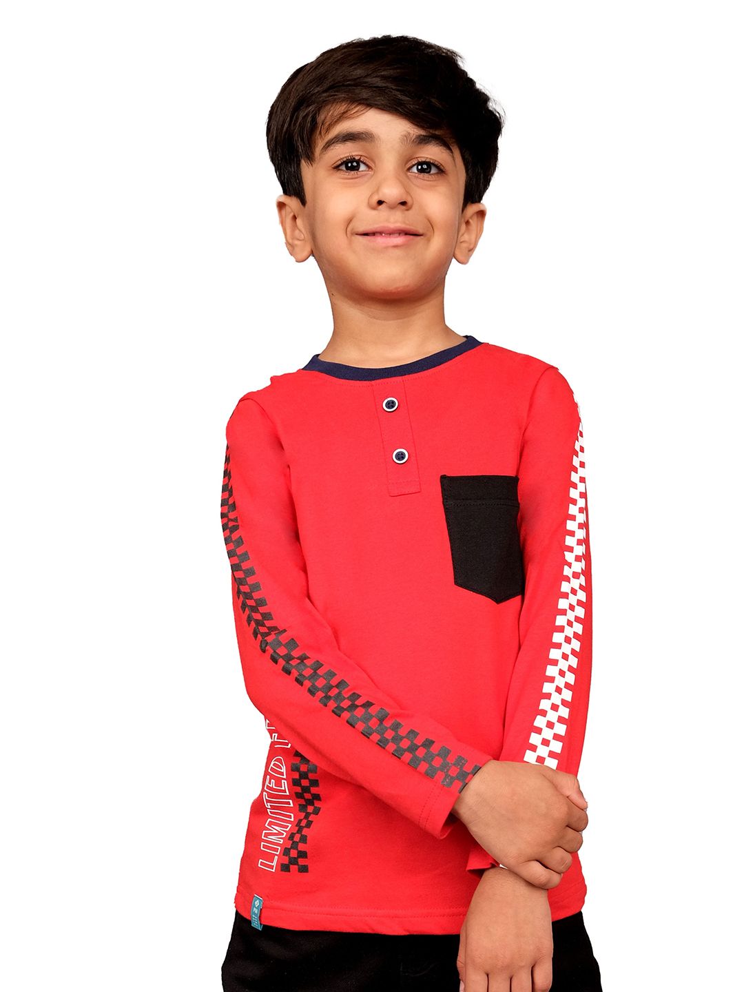 3PIN Boys Typography Printed Henley Neck Cotton T-shirt-picture-57