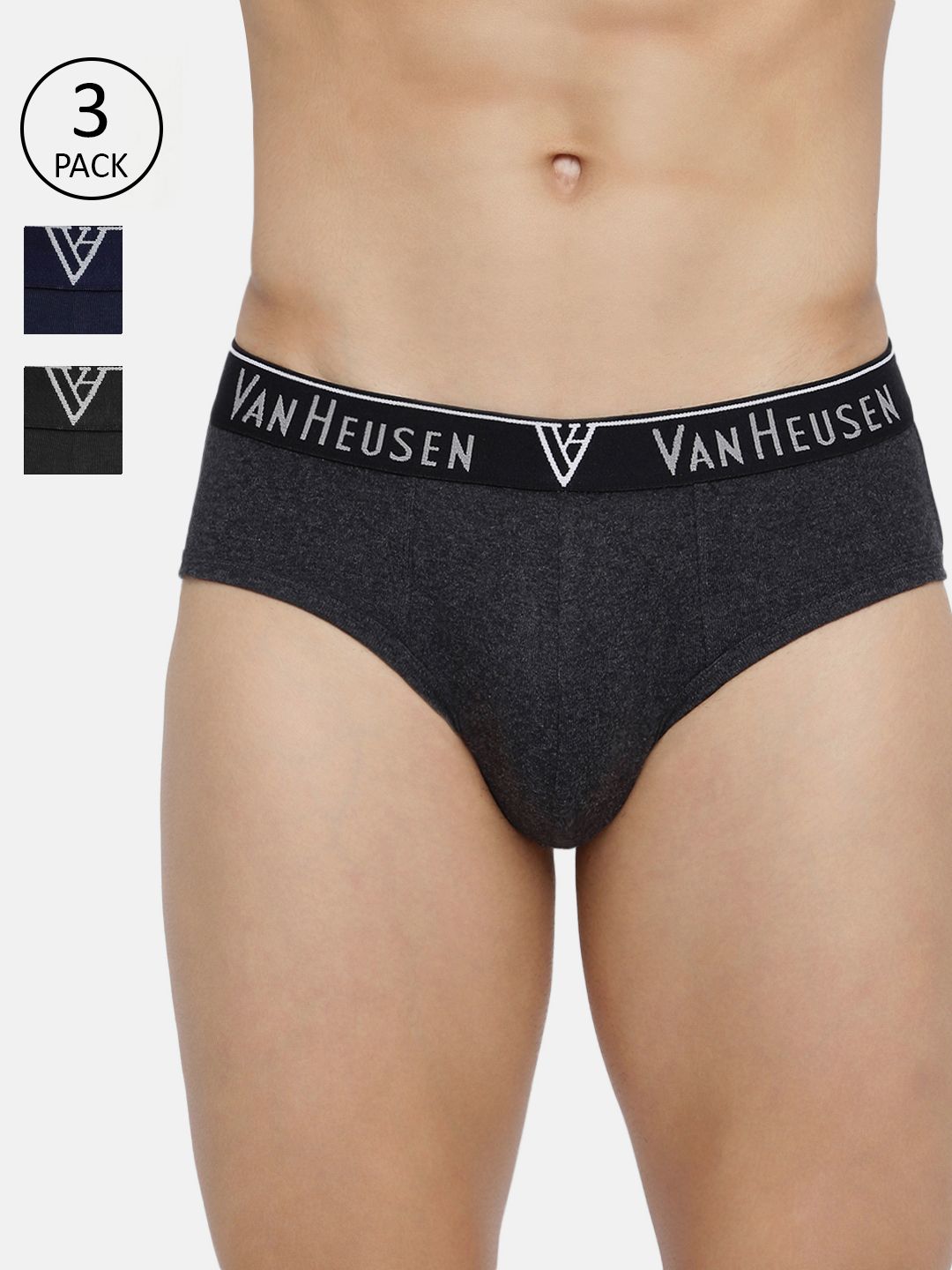 van heusen innerwear Van Heusen Men Multicolour Pack of 3 Solid Antibacterial Colour Fresh Briefs-picture-53