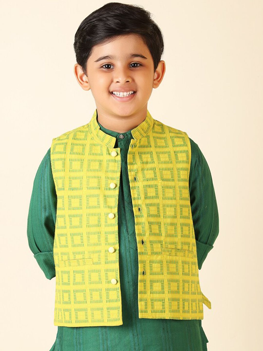 Fabindia Boys Printed Pure Cotton Nehru Jacket-picture-33