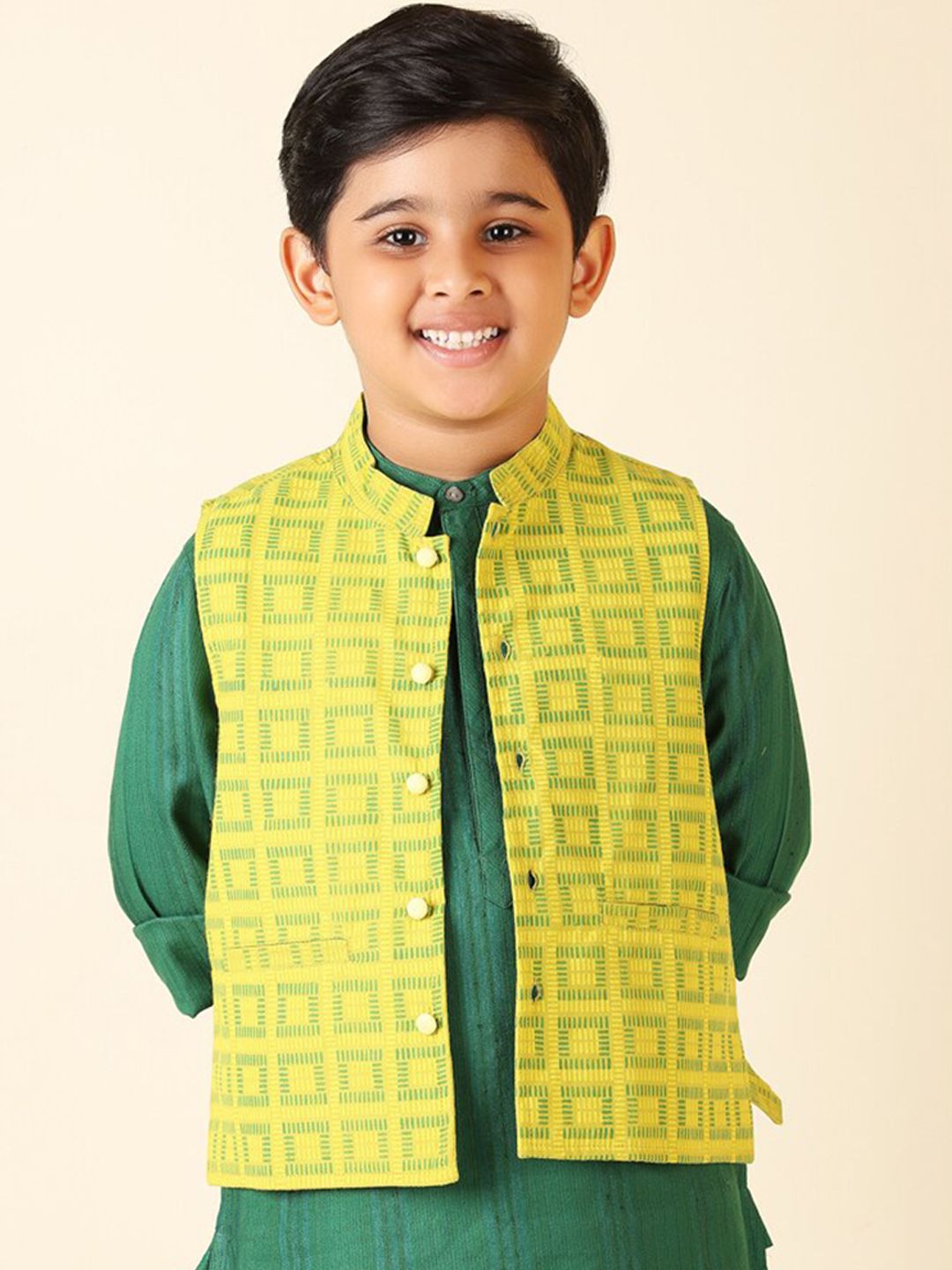 Fabindia Boys Geometric Printed Cotton Nehru Jacket-picture-40