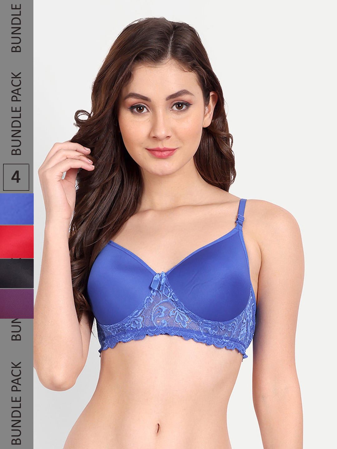 FIMS Pack Of 4 Floral Bra Lightly Padded