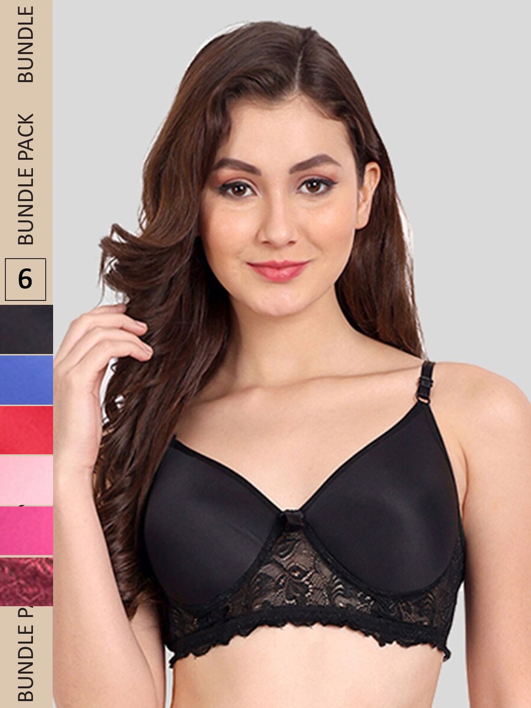 FIMS Pack of 6 Floral Lightly Cotton Padded Bra