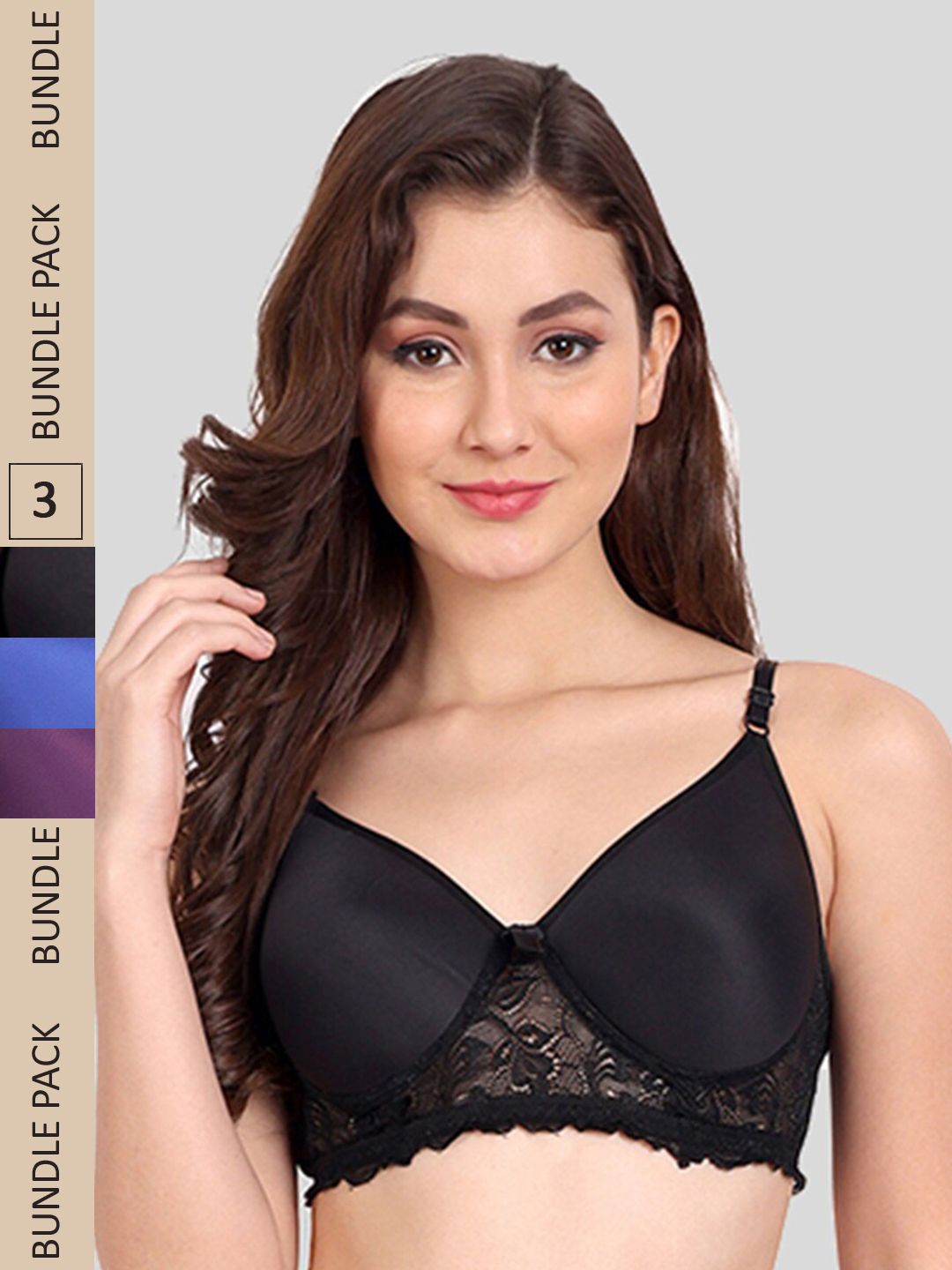 FIMS Pack of 3 Floral Lightly Cotton Padded Bra-picture-44