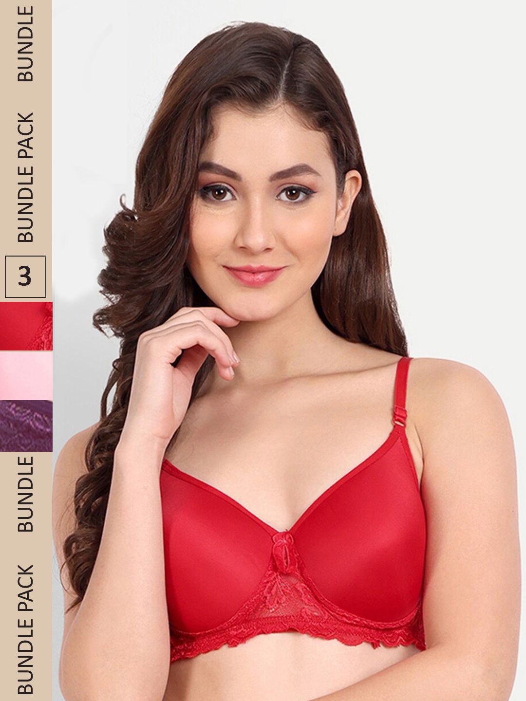 FIMS Pack of 3 Floral Lightly Cotton Padded Bra-picture-43