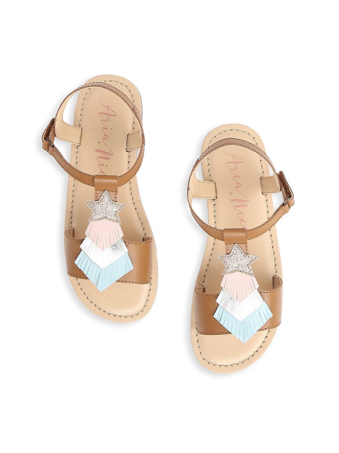 Aria Nica Girls Embellished Open Toe Flats