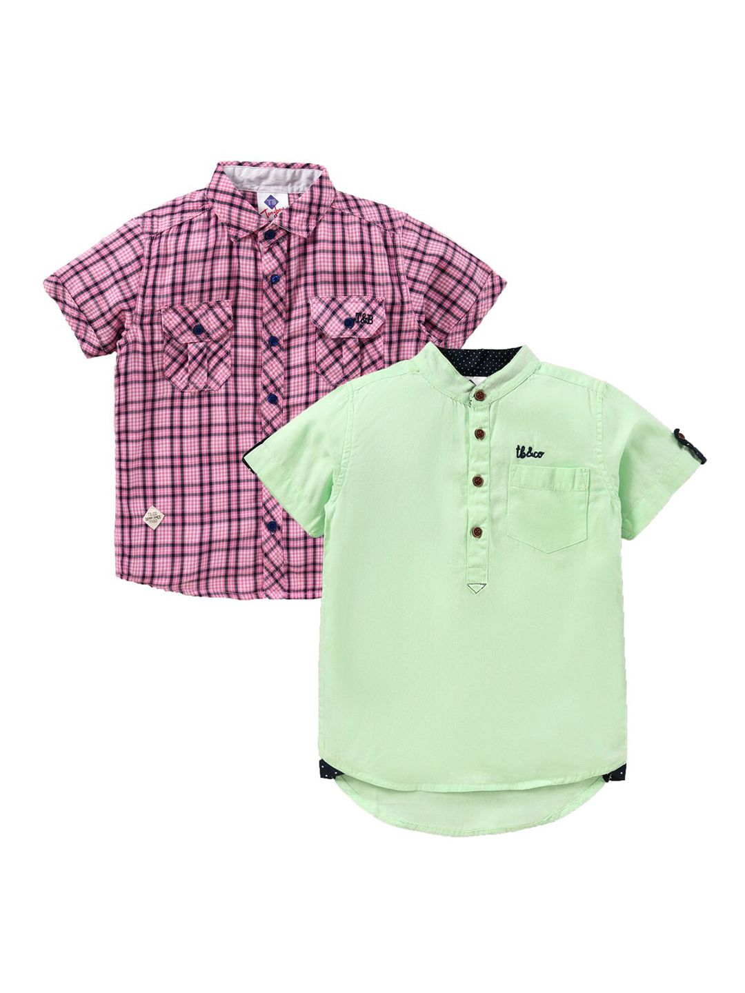 TONYBOY Boys Pack of 2 Cotton Classic Checked Casual Shirt-picture-25