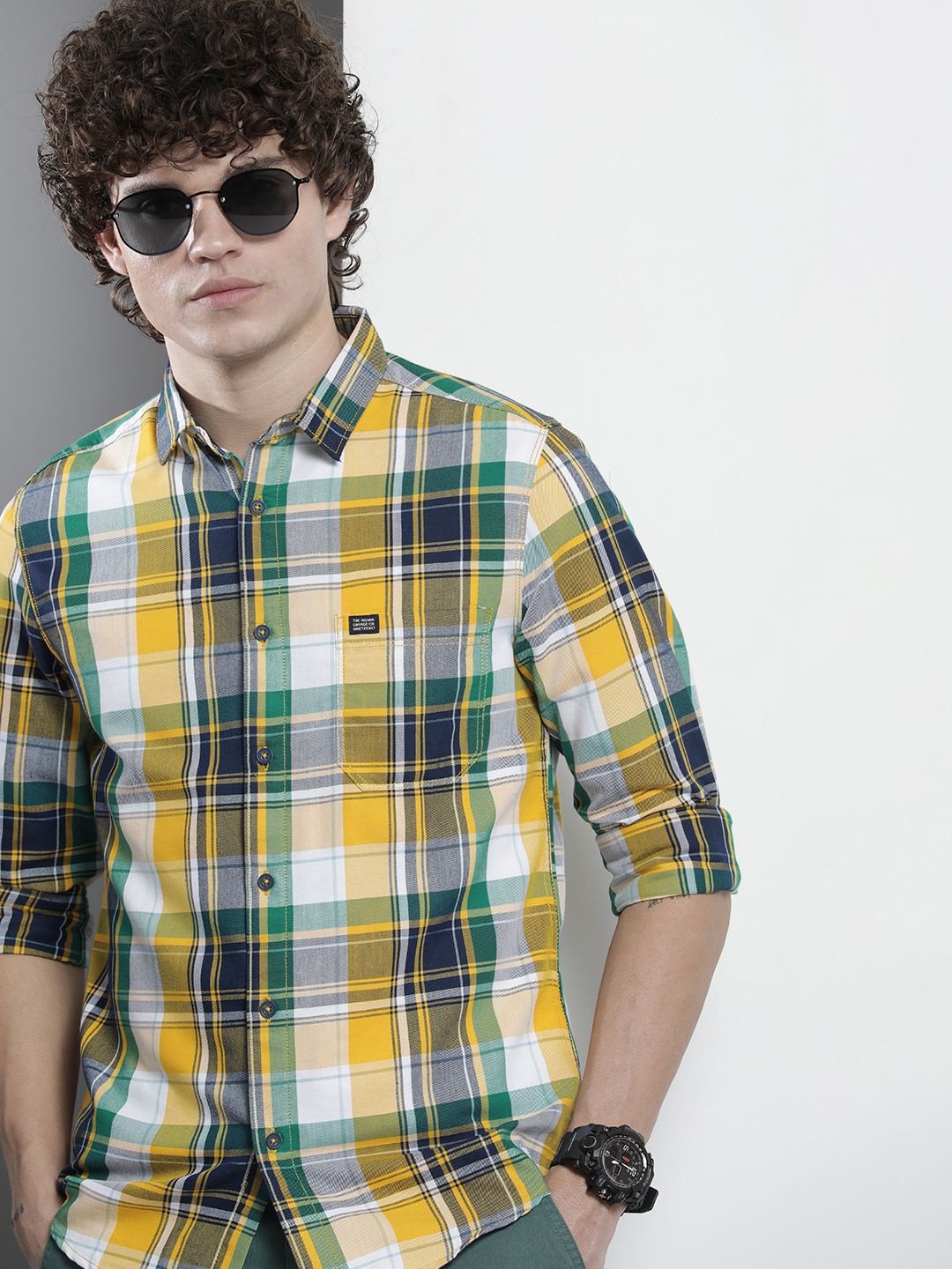 The Indian Garage Co Men Tartan Checked Cotton Casual Shirt-picture-35