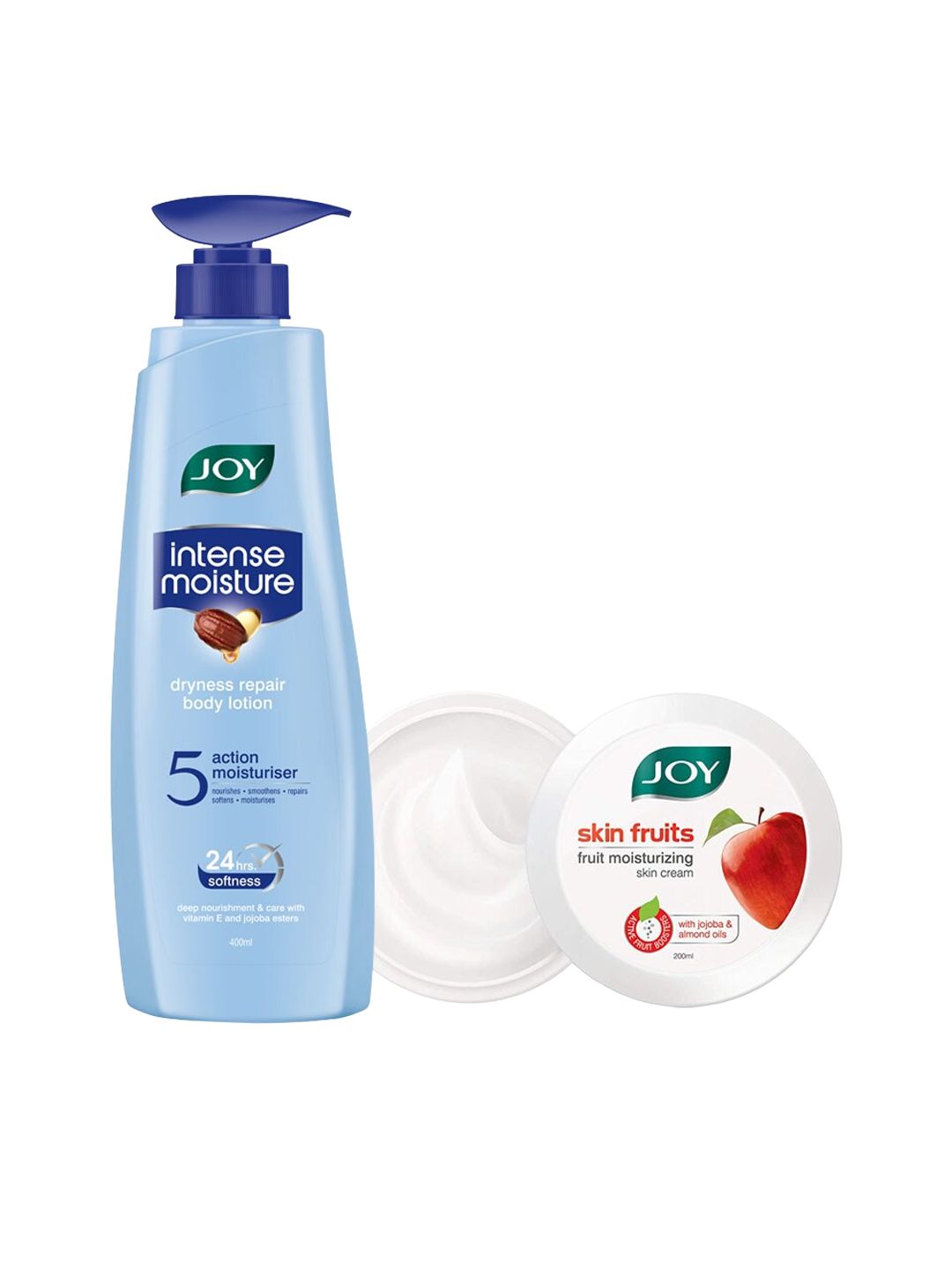 JOY Pack of 2 Intense Moisture Dryness Repair Body Lotion 400ml & Fruits Skin Cream 200ml-image-38