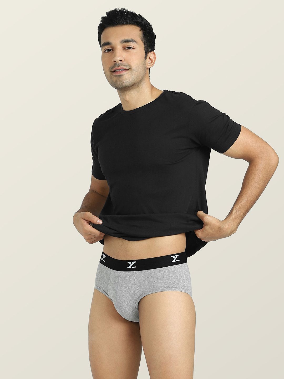 XYXX Men Solid ACE IntelliSoft Modal Light Grey Basic Brief-picture-30