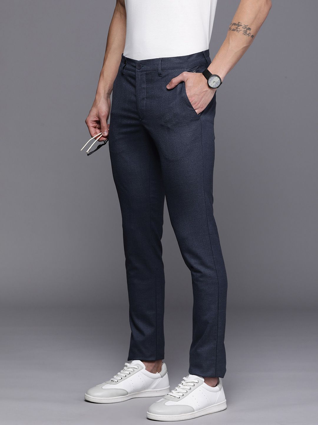 LP Trousers  Chinos Louis Philippe Navy Ath Work Trousers for Men at  Louisphilippecom