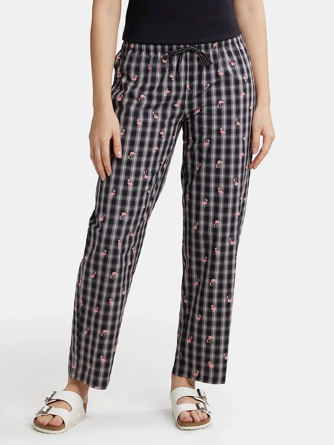 Jockey Cotton Woven Relaxed Fit Checked Lounge Pants with Side Pockets-picture-27