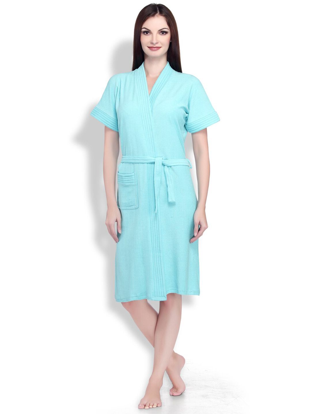 Sand Dune Women Plus Size Pure Cotton Bath Robe with Belt-picture-44