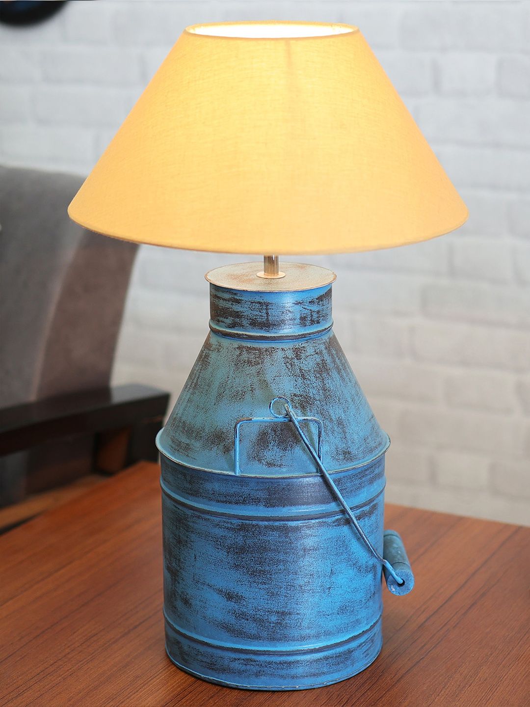 Homesake Rustic Algae Turquoise Blue & Beige Textured Table Lamps-image-34