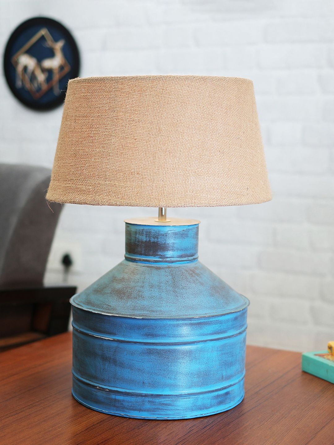 Homesake Rustic Algae Turquoise Blue & Beige Textured Table Lamps-image-46