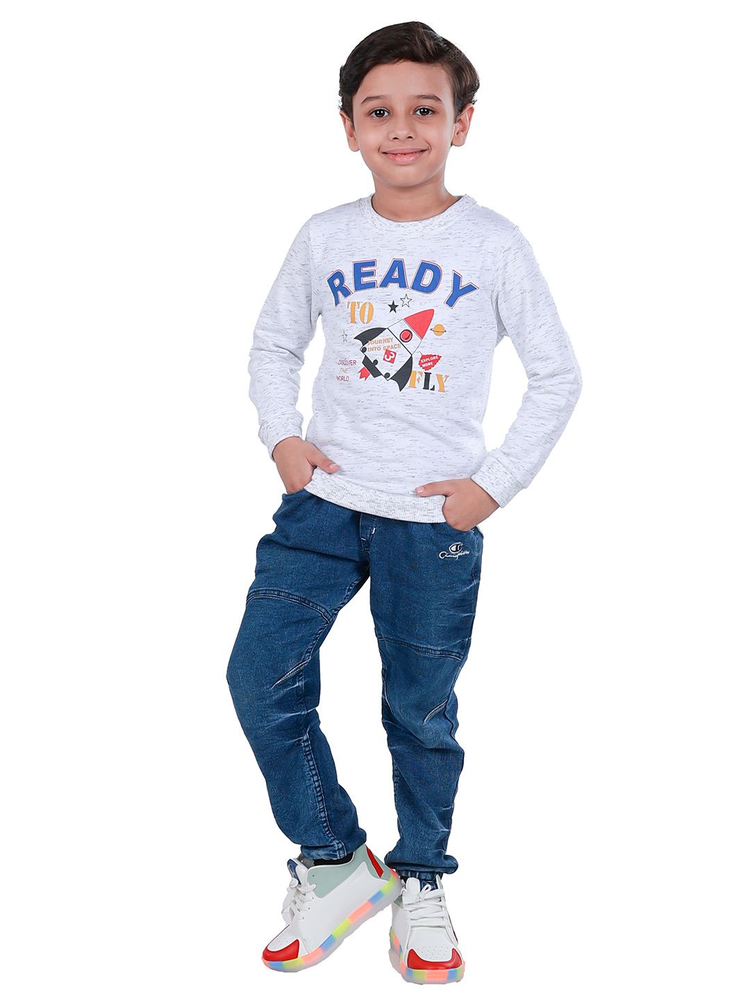 3PIN Boys Grey Melange Printed Cotton Sweatshirt-picture-33