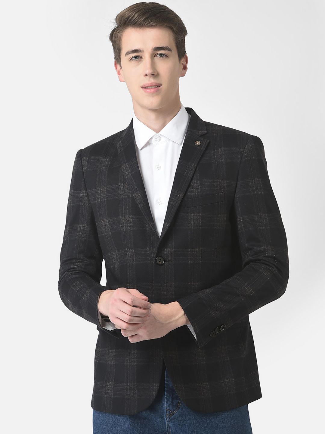Crimsoune Club Men Checked Single-Breasted Formal Blazer-picture-30