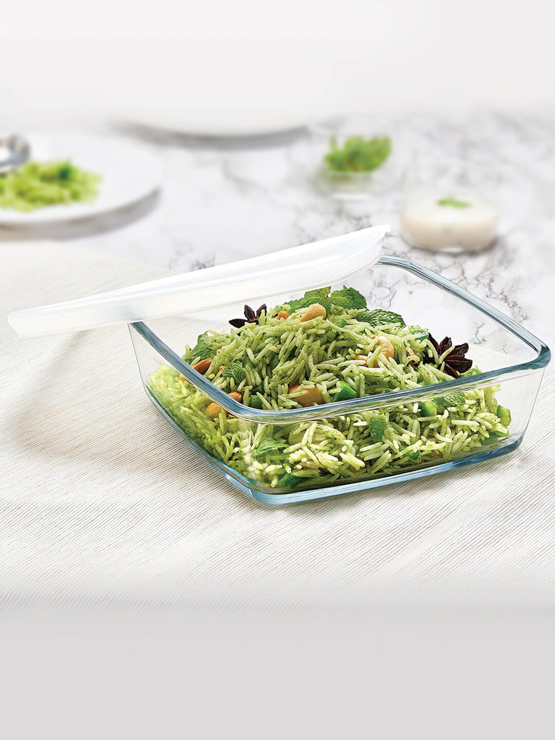 BOROSIL Transparent Microwave Safe Borosilicate Glass Square Baking Dish with Lid 800 ml-image-38