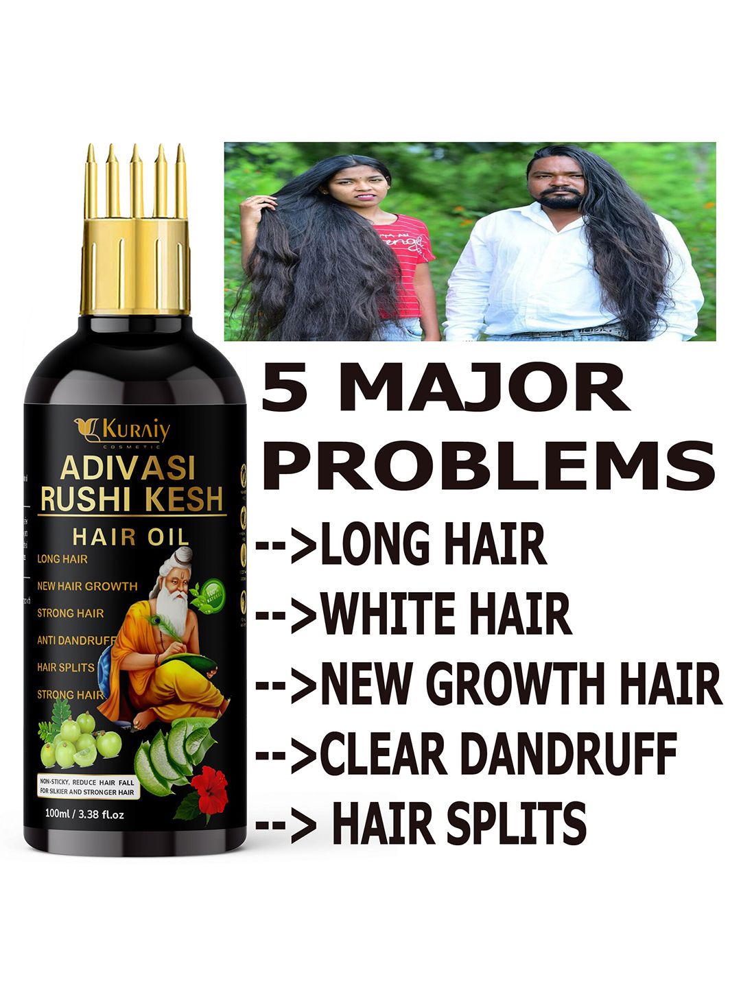 KURAIY Adivasi Rushi Kesh Hair Oil for Long Hair - 100 ml